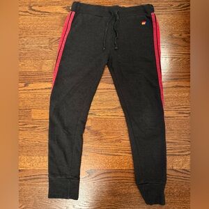 Vintage Aviator Nation Black Sweatpants with Red Stripes
